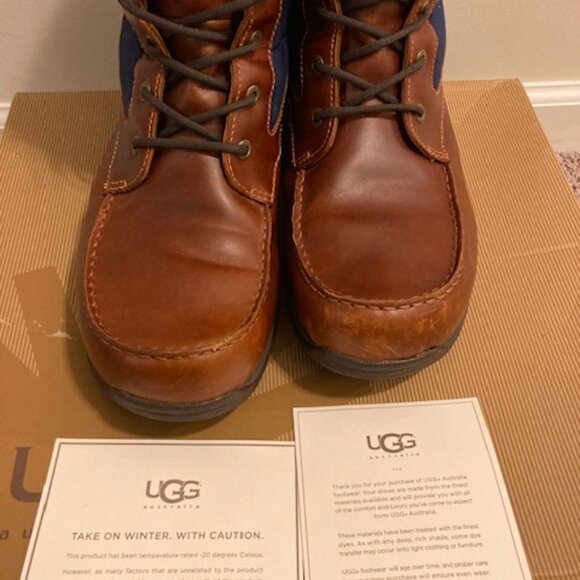 Ugg Wynton Brown Navy Leather Boots (Nearly NEW) - Picture 7 of 10